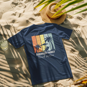 Cool Retro Beach Urlaub Familienreise Navy Blue T-Shirt
