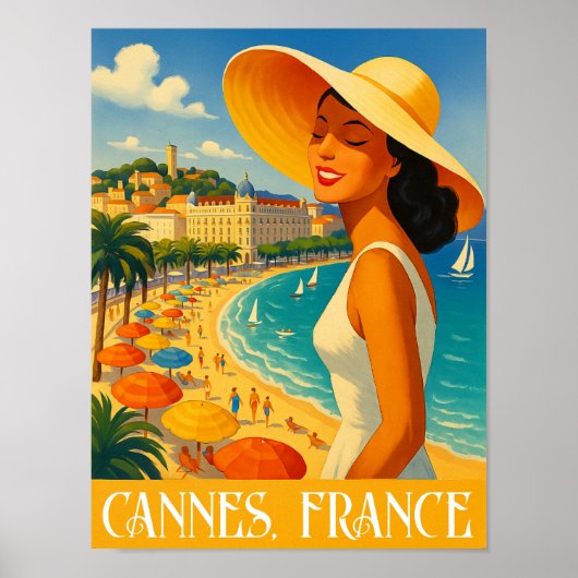 Cool Retro Cannes Côte d'Azur Poster (Vorne)