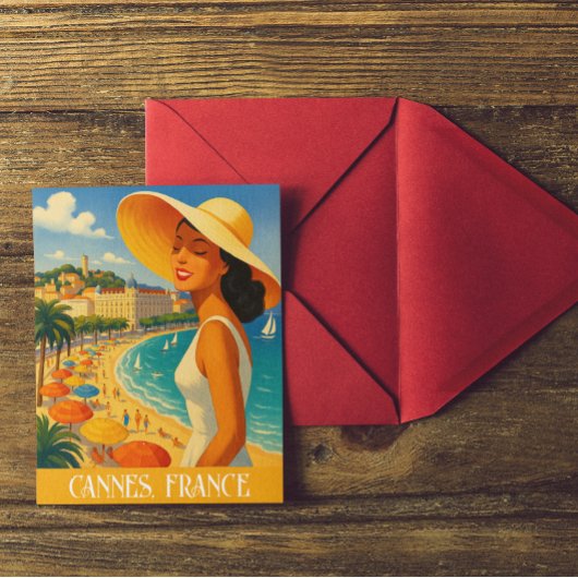 Cool Retro Cannes Côte d'Azur Postkarte