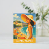 Cool Retro Cannes Côte d'Azur Postkarte (Stehend Vorderseite)