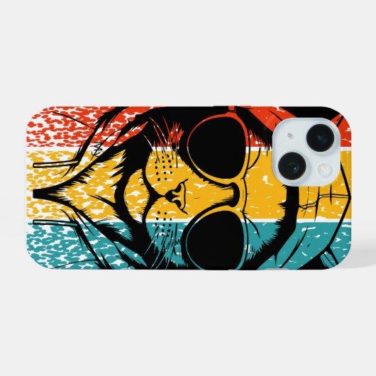 Cool Retro Cat with Sunglasses iPhone 15 Hülle (Rückseite (Horizontal))