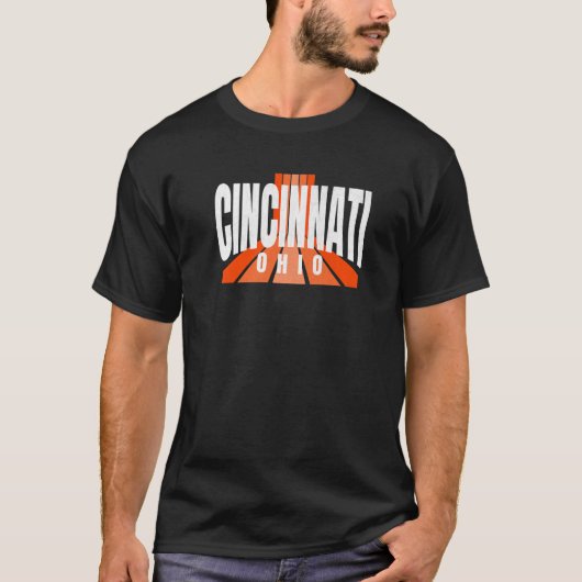 Cool Retro Cincinnati Orange Cincinnati OH Fa T-Shirt (Vorderseite)