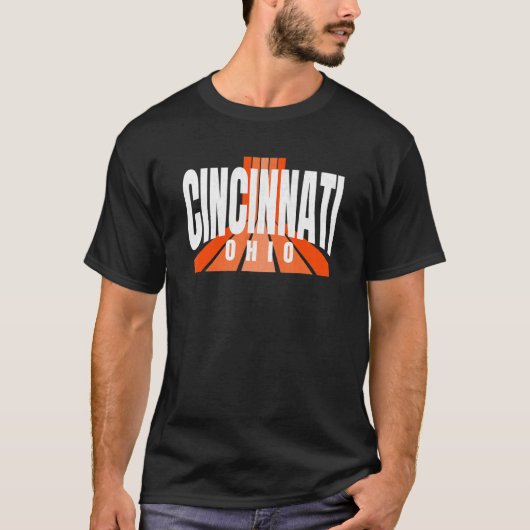 Cool Retro Cincinnati OrangeBlack Cincinnati OH Fa T-Shirt (Vorderseite)