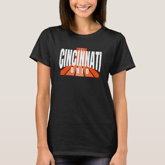 Cool Retro Cincinnati OrangeBlack Cincinnati OH Fa T-Shirt (Vorderseite)
