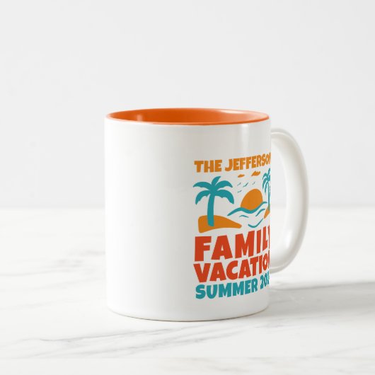 Cool Retro Family Wiedersehen Beach Urlaub Zweifarbige Tasse (VorderseiteRechts)