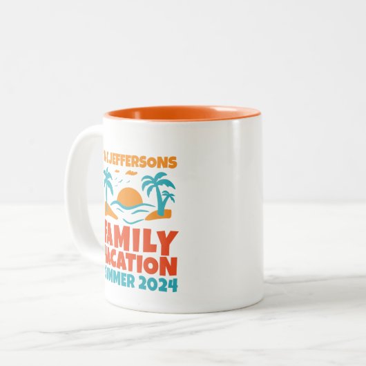 Cool Retro Family Wiedersehen Beach Urlaub Zweifarbige Tasse (Vorderseite Links)