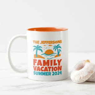 Cool Retro Family Wiedersehen Beach Urlaub Zweifarbige Tasse