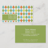 Cool, Retro farbige Raute, orange gelb Visitenkarte (Vorne/Hinten)