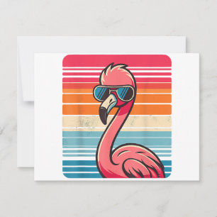 Cool Retro Flamingo in Sonnenbrille 70er 80er 90s Dankeskarte