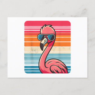 Cool Retro Flamingo in Sonnenbrille 70er 80er 90s  Feiertagspostkarte