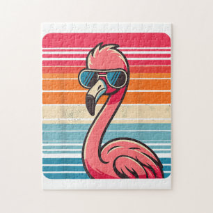 Cool Retro Flamingo in Sonnenbrille 70er 80er 90s  Puzzle