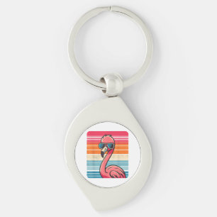 Cool Retro Flamingo in Sonnenbrille 70er 80er 90s Schlüsselanhänger