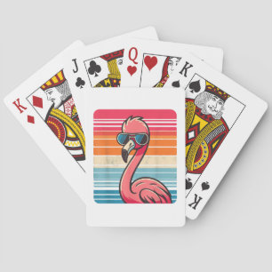 Cool Retro Flamingo in Sonnenbrille 70er 80er 90s Spielkarten
