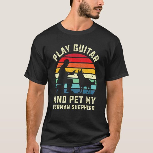 Cool Retro German Shepherd Guitar Player Dog Guita T-Shirt (Vorderseite)