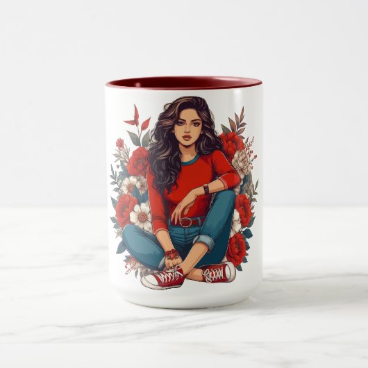 Cool Retro Girl Tasse (Zentrum)