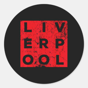Cool Retro Grunge Vintag Aussehen Liverpool Shirt  Runder Aufkleber