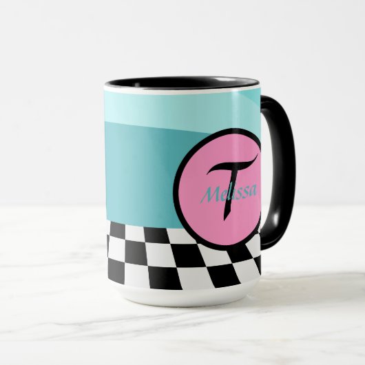 Cool retro juke box customizable tasse (VorderseiteRechts)