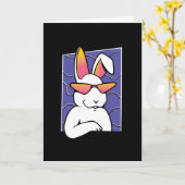 Cool Retro-Kaninchen Karte (Gelbe Blume)