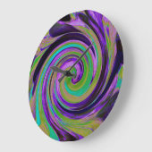 Cool Retro Lila und Chartreuse Liquid Art Swirl Große Wanduhr (Winkel)