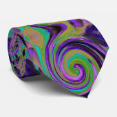 Cool Retro Lila und Chartreuse Liquid Art Swirl Krawatte (Gerollt)