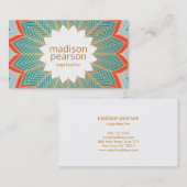 Cool Retro Lotus Mandala Blume Yoga Lehrer Visitenkarte (Vorne/Hinten)