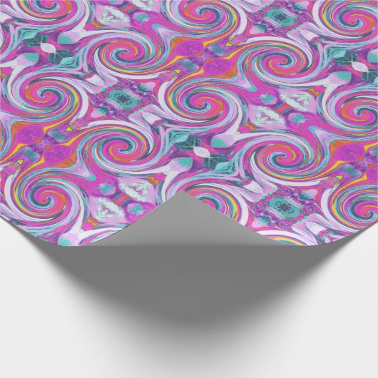 Cool Retro Magenta, Rosa und Blau Liquid Art Swirl Geschenkpapier (Ecke)