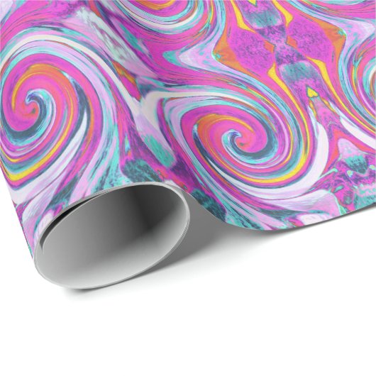 Cool Retro Magenta, Rosa und Blau Liquid Art Swirl Geschenkpapier (Rolleneckpunkt)