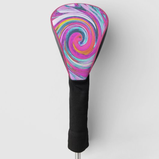 Cool Retro Magenta, Rosa und Blau Liquid Art Swirl Golf Headcover (Vorderseite)