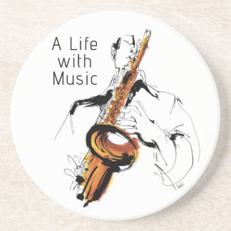 Cool Retro Man Playing Alto Saxophone - Jazz Getränkeuntersetzer