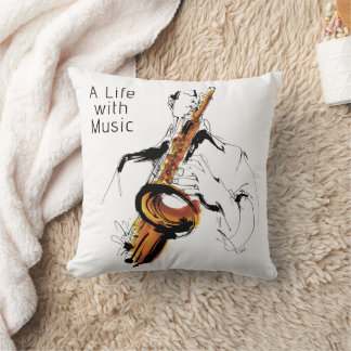 Cool Retro Man Playing Alto Saxophone - Jazz Kissen