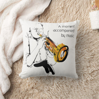 Cool Retro Man Playing Trumpet - Jazz Music Art Kissen