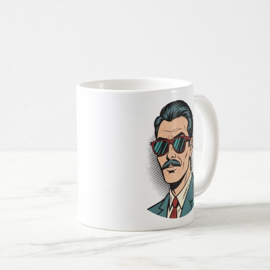 Cool Retro Mustache Man Tasse (VorderseiteRechts)