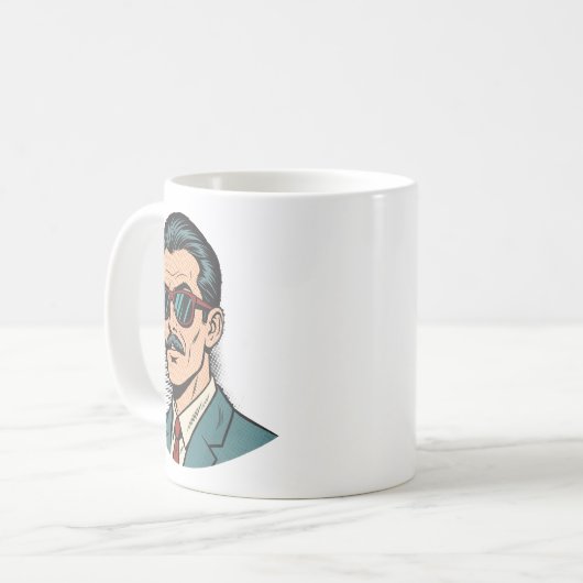 Cool Retro Mustache Man Tasse (Vorderseite Links)