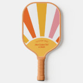 Cool Retro Pickleball Sunburst Personalisiert Pickleball Schläger (Rückseite)