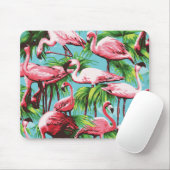 Cool Retro Pink Flamingoes Mousepad (Mit Mouse)