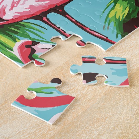 Cool Retro Pink Flamingoes Puzzle (Seite)