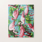 Cool Retro Pink Flamingoes Puzzle (Vertikal)