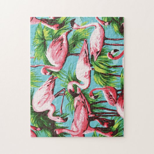 Cool Retro Pink Flamingoes Puzzle (Vertikal)