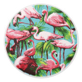 Cool Retro Rosa Flamingos Keramikknauf (Vorderseite)