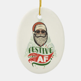 Cool Retro Santa Keramik Ornament