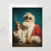Cool Retro Santa Portrait Feiertagspostkarte (Vorne/Hinten)