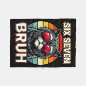Cool Retro Sechs Sieben Bruh Katze Sungles Meme 67 Fleecedecke (Vorderseite (Horizontal))