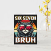 Cool Retro Six Seven Bruh Cat Sungles Meme 67  Karte (Gelbe Blume)