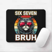 Cool Retro Six Seven Bruh Cat Sungles Meme 67 Mousepad (Mit Mouse)