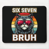 Cool Retro Six Seven Bruh Cat Sungles Meme 67  Mousepad (Vorne)