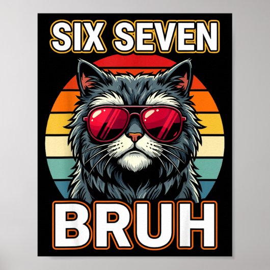 Cool Retro Six Seven Bruh Cat Sungles Meme 67  Poster (Vorne)