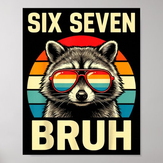 Cool Retro Six Seven Bruh Raccoon Sungles Meme 67  Poster (Vorne)