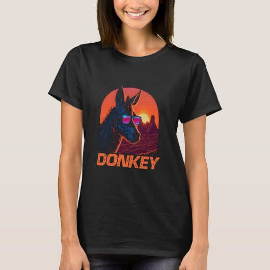 Cool Retro Sonnenbrille Donkey T-Shirt (Vorderseite)