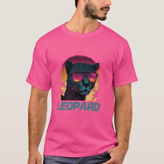 Cool Retro Sonnenbrille Leopard T-Shirt (Vorderseite)