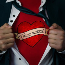 Cool Retro Spaß Rotes Herz mit Banner geimpft